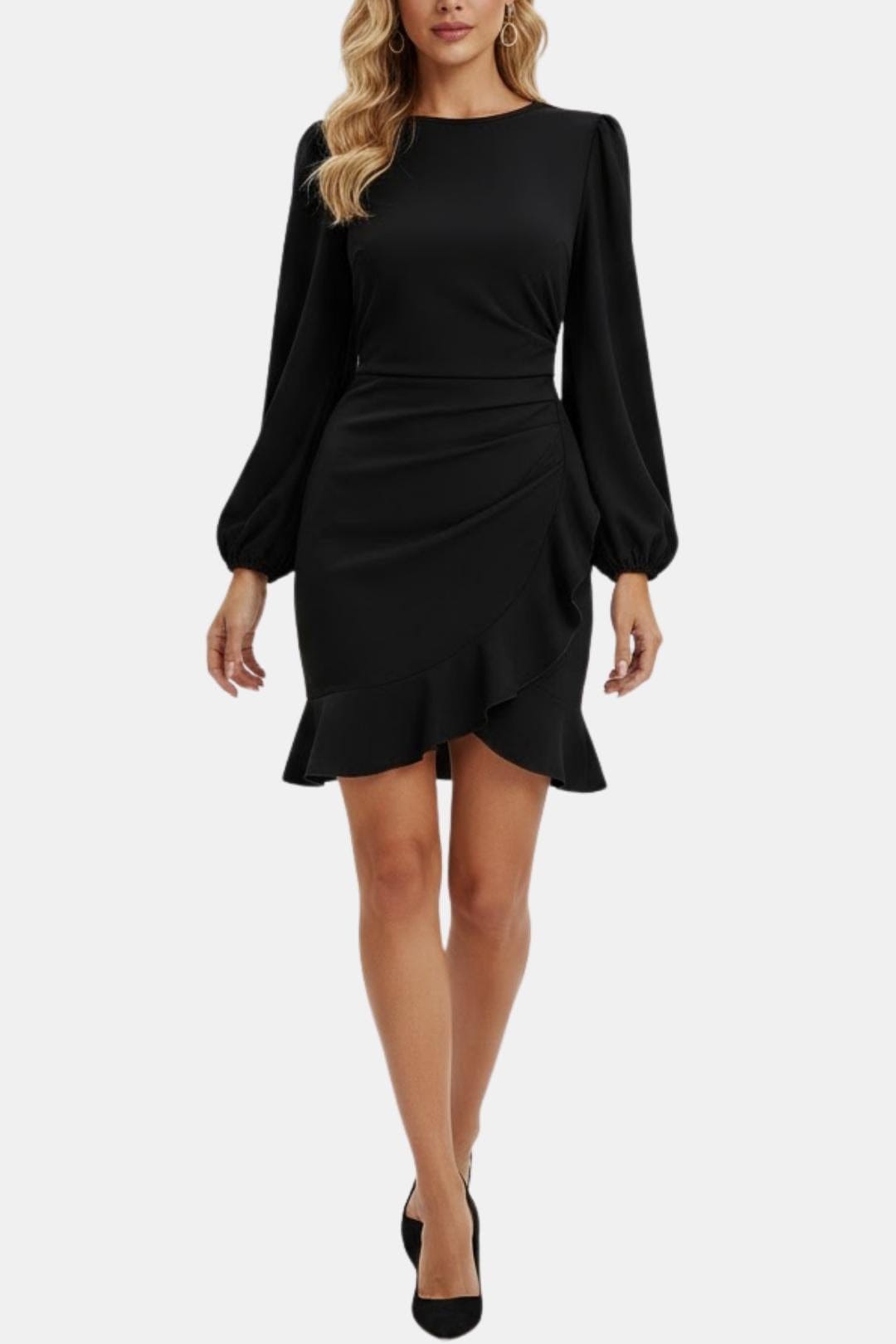 Nichole – Ruched Puff Sleeve Mini Dress