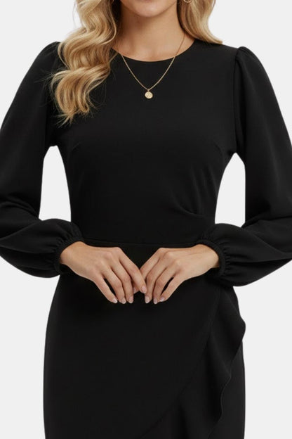 Nichole – Ruched Puff Sleeve Mini Dress