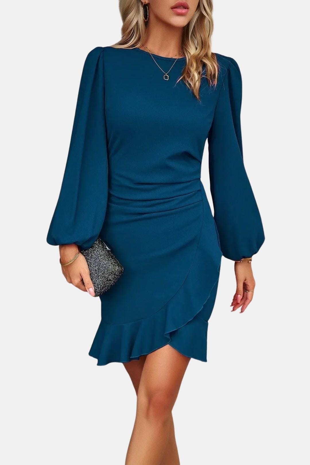Nichole – Ruched Puff Sleeve Mini Dress
