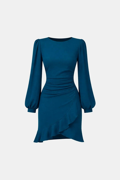 Nichole – Ruched Puff Sleeve Mini Dress