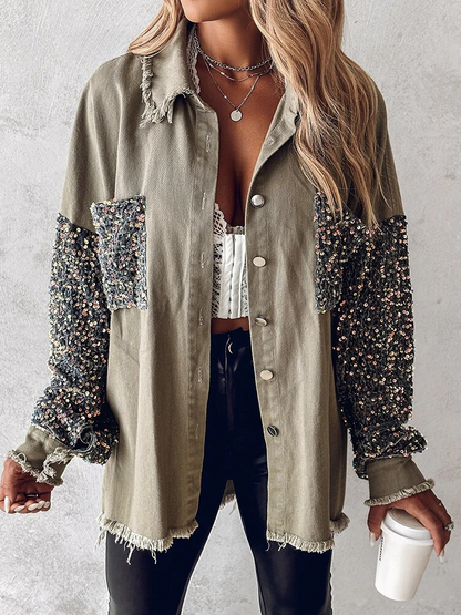 Nicla Bottari™ Denim jacket with contrasting sequins