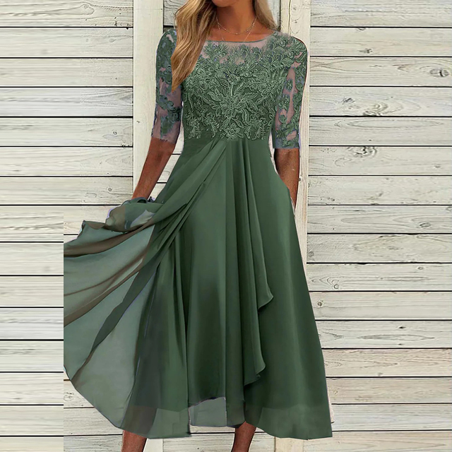 Pitsinen ilta-asu - elegantti cocktail-tyylinen - leveähelmainen