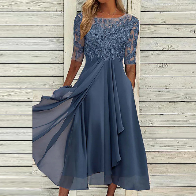 Pitsinen ilta-asu - elegantti cocktail-tyylinen - leveähelmainen