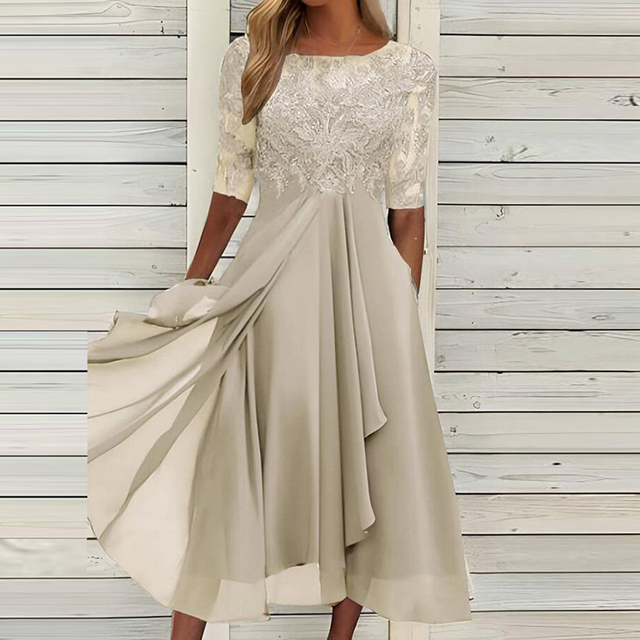 Pitsinen ilta-asu - elegantti cocktail-tyylinen - leveähelmainen