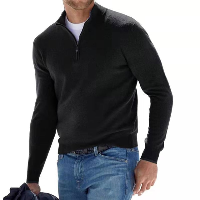 Men's Half-Zip Sweater Merino Wool Knit Pullover