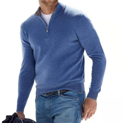 Men's Half-Zip Sweater Merino Wool Knit Pullover