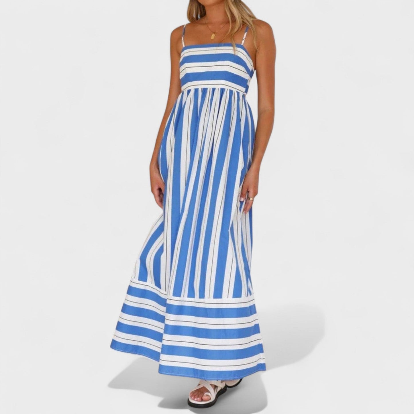 Isabel - Vestido comprido às riscas
