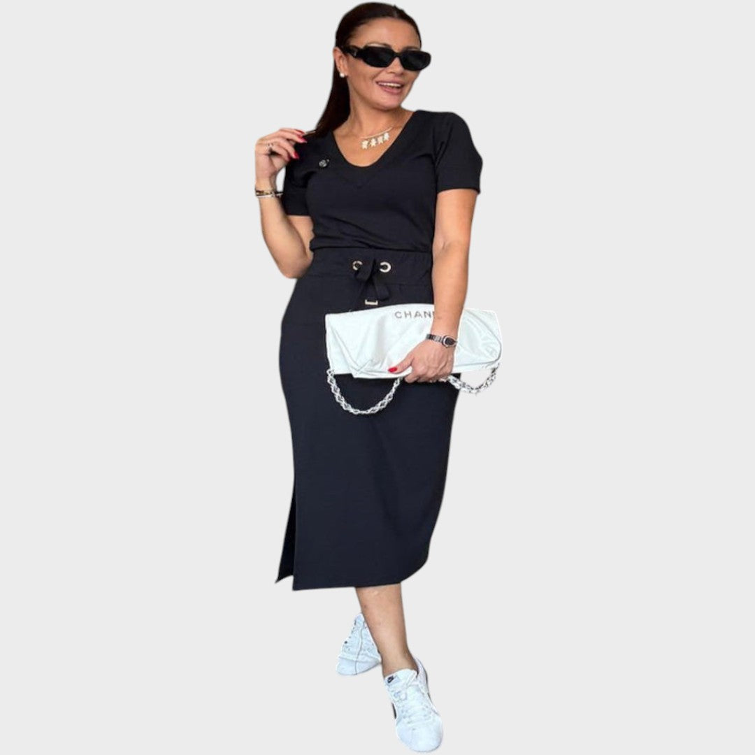 Aria | Elegant Top with V-Neck and Skirt