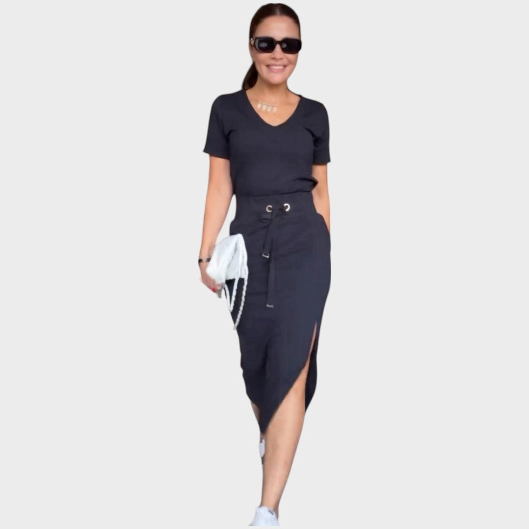 Aria | Elegant Top with V-Neck and Skirt