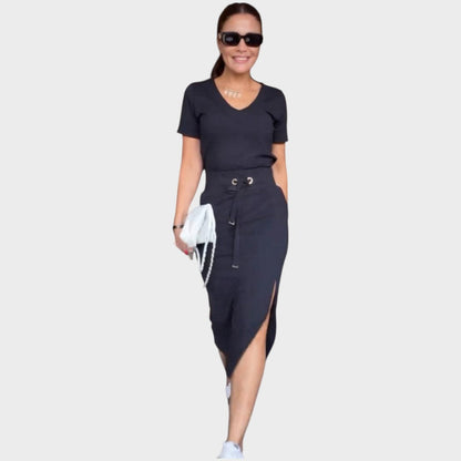 Aria | Elegant Top with V-Neck and Skirt