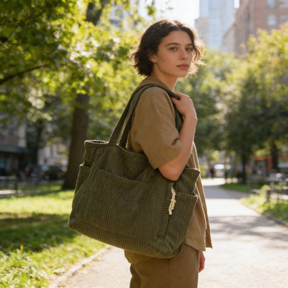 Noelle | Women’s Tote Bag With Soft Ribbed Texture And Handy Inner Pockets | Chic