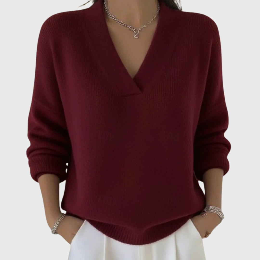 Vona - Maglione con scollo a V effetto soft touch