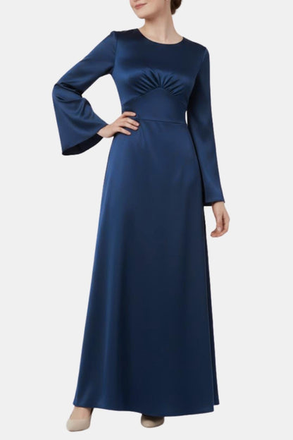 Noorina – Long Sleeve Ruched Satin Abaya