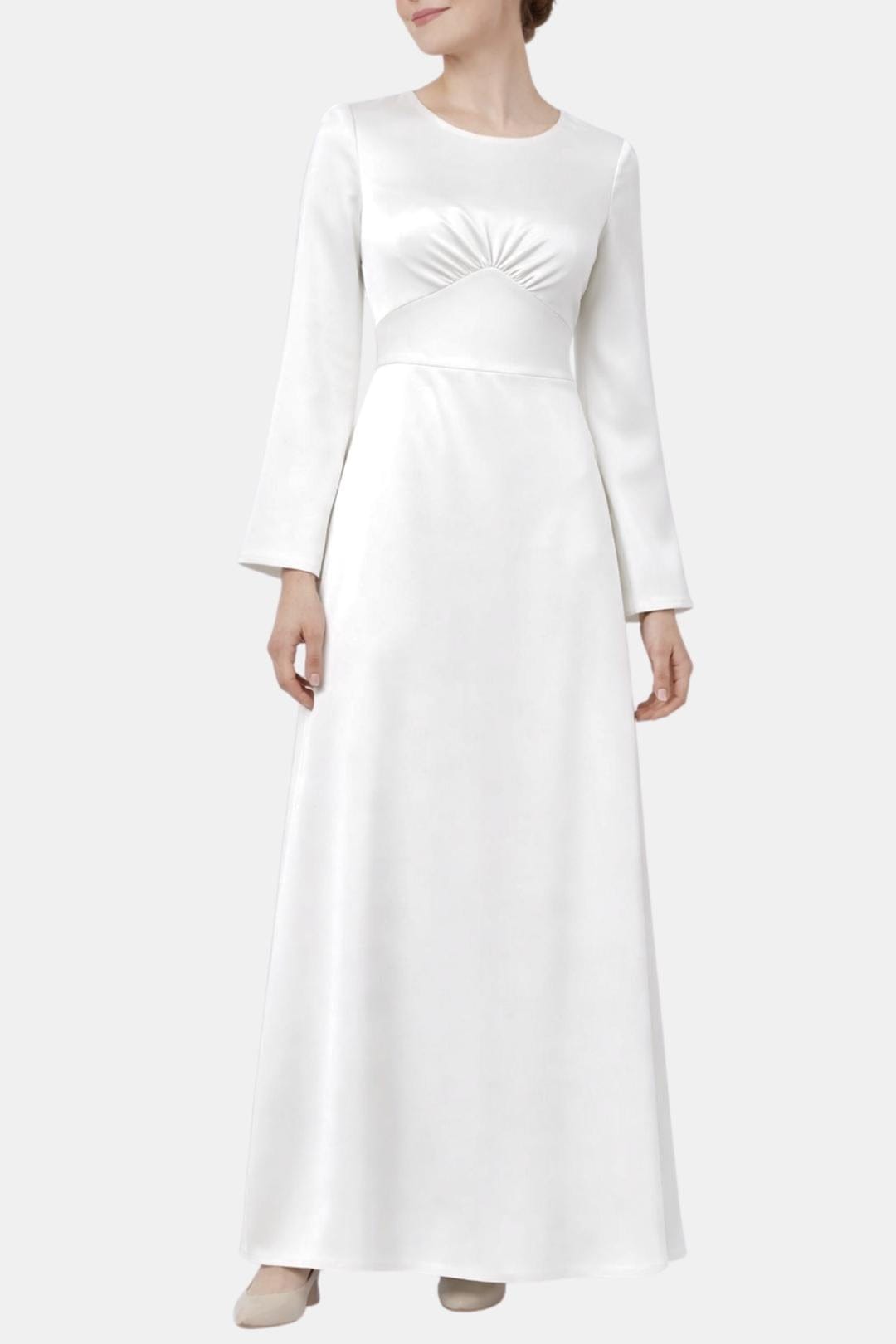 Noorina – Long Sleeve Ruched Satin Abaya