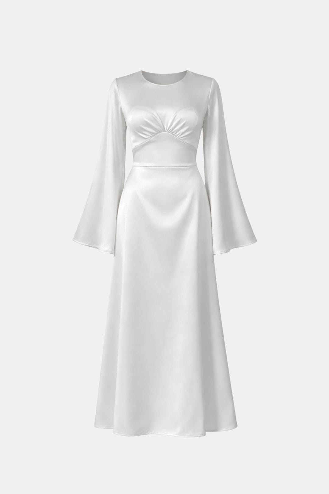 Noorina – Long Sleeve Ruched Satin Abaya