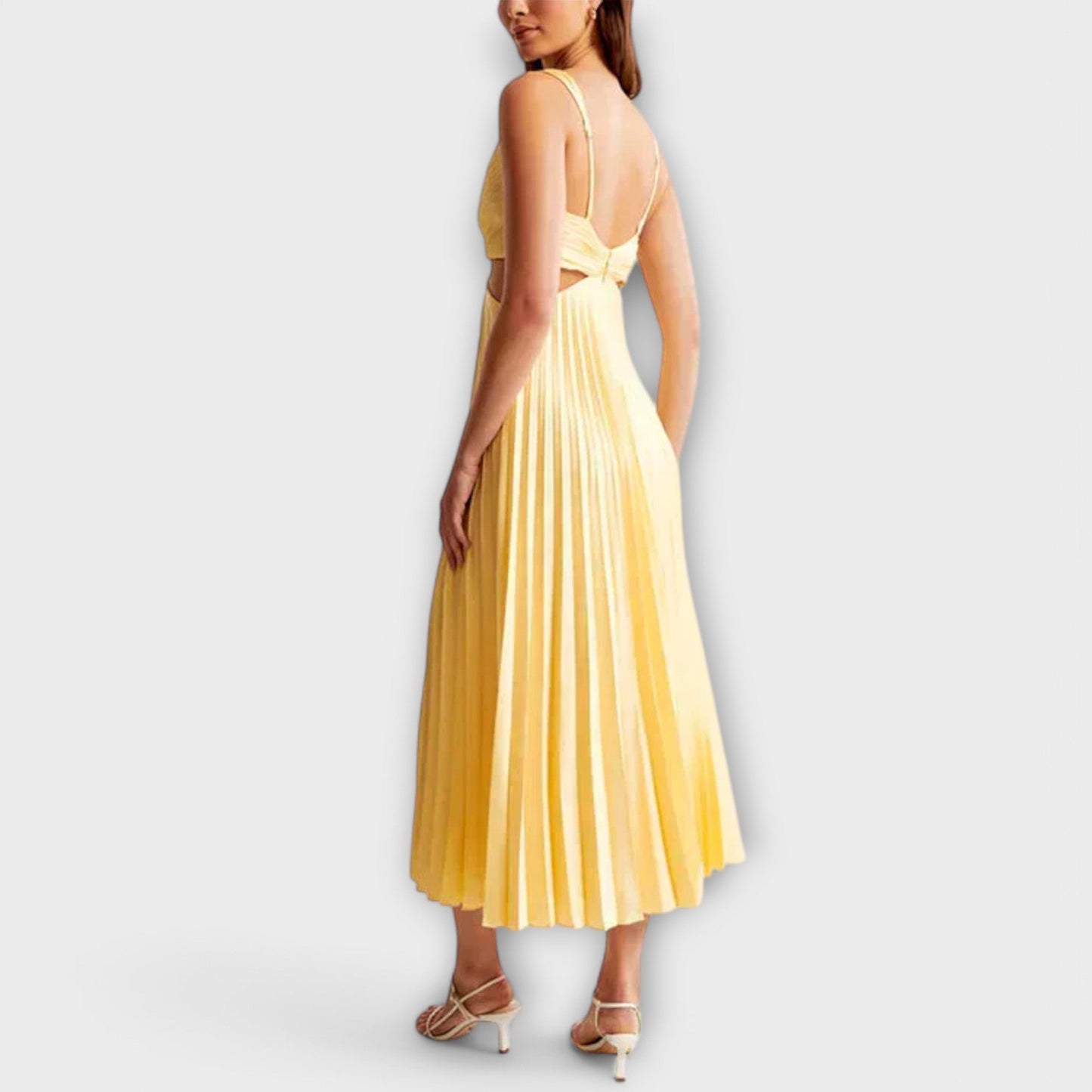 Nora | Women's Day Dress With Pleated Skirt And Sleeveless V-Neck Design | Casual