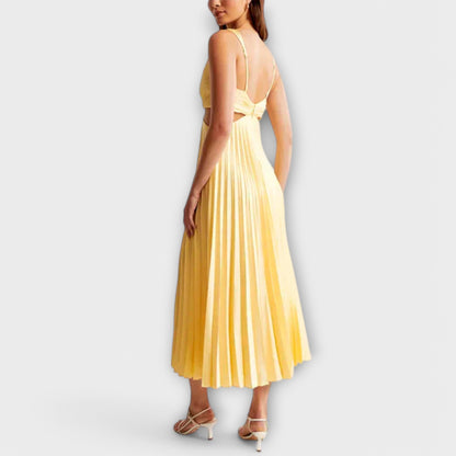 Nora | Women's Day Dress With Pleated Skirt And Sleeveless V-Neck Design | Casual