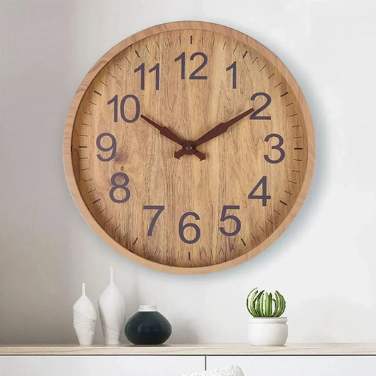 HOUTEN WANDKLOK – Stijlvolle houten klok in natuurdesign voor rustige & elegante woonruimtes