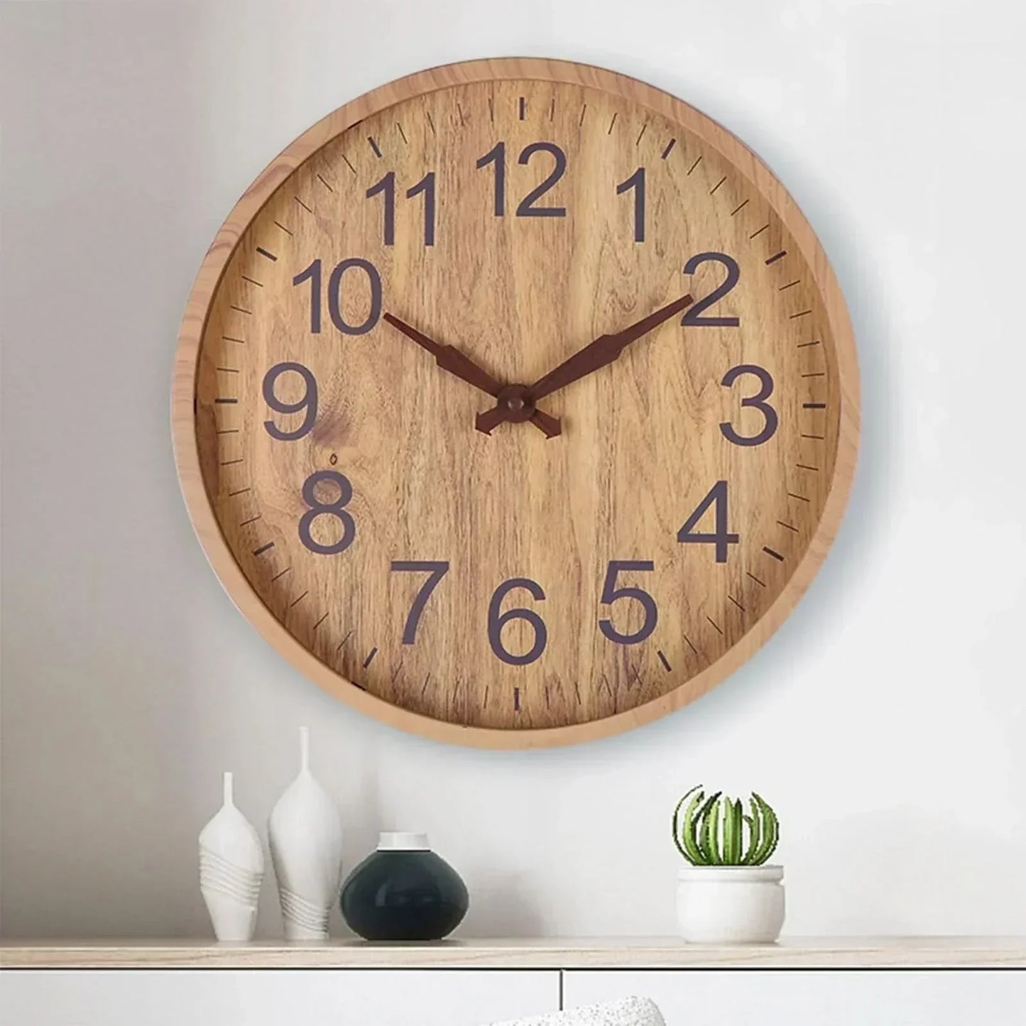 HOUTEN WANDKLOK – Stijlvolle houten klok in natuurdesign voor rustige & elegante woonruimtes