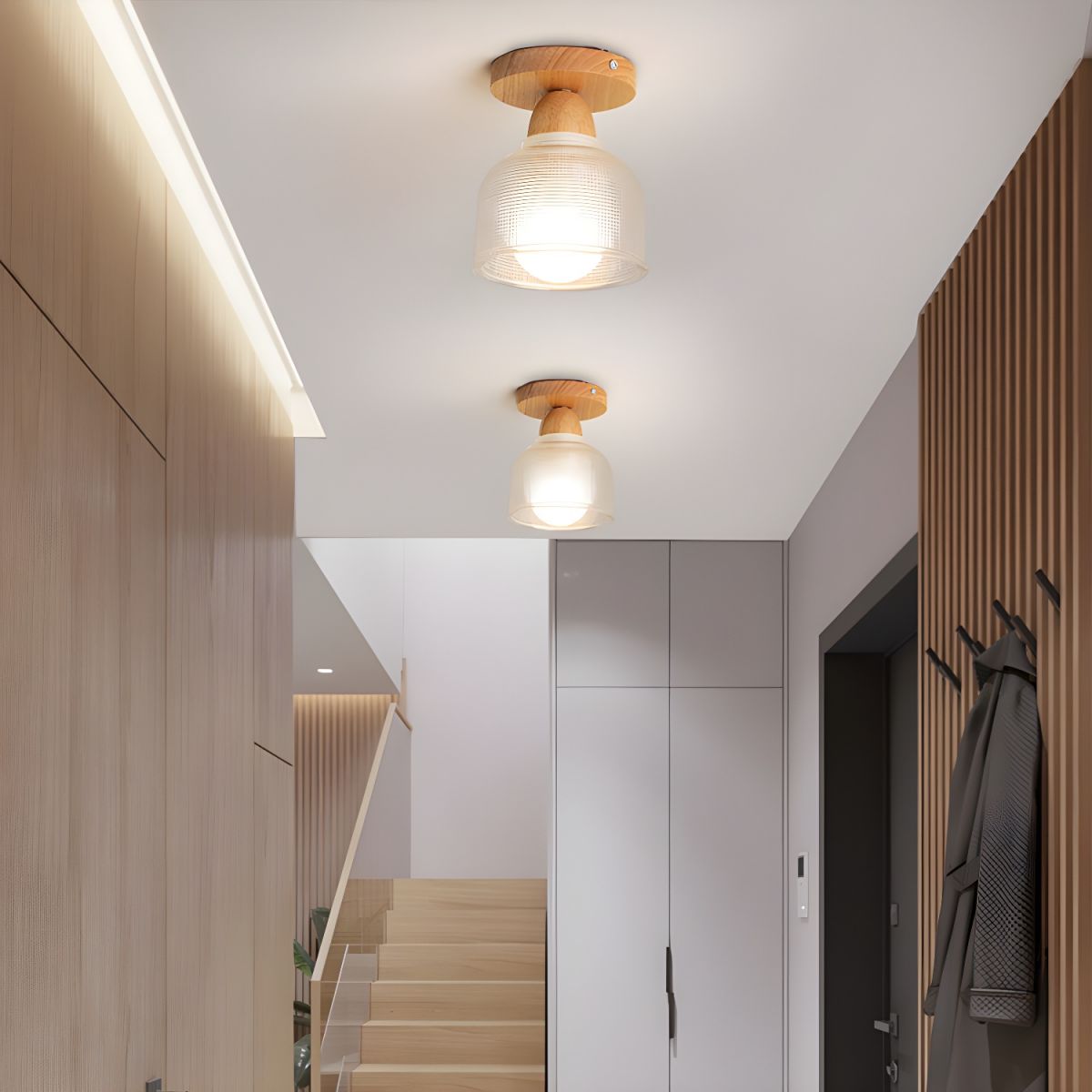 Nordic Cylinder Glass Semi Flush Ceiling Light | Glasvia