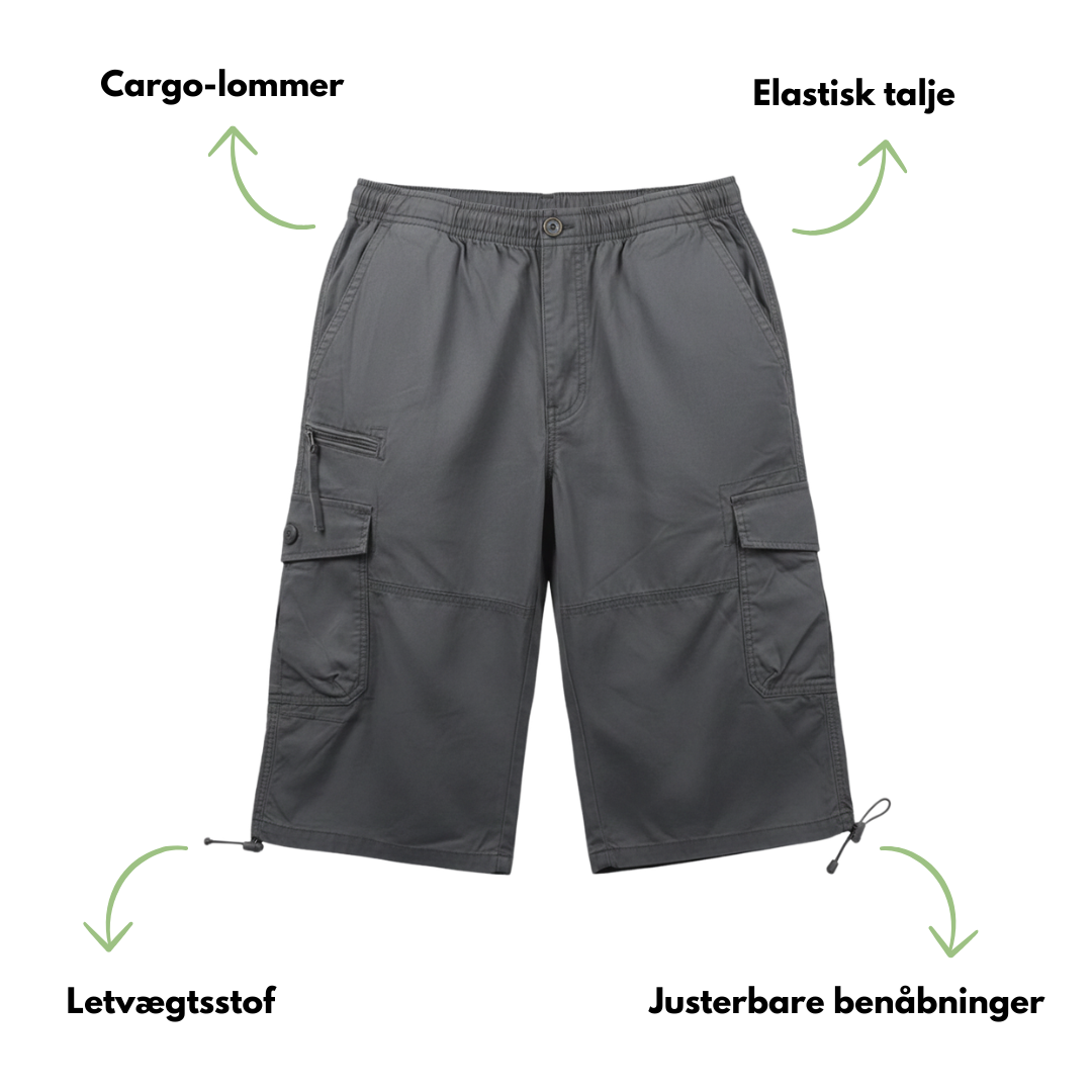 Herre Cargo Shorts – Elastisk Talje – Flere Lommer