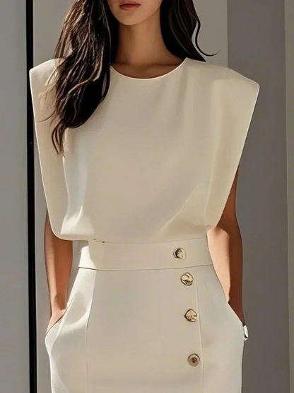 Midi dress with a button-down front and a side slit, designed for women. 3