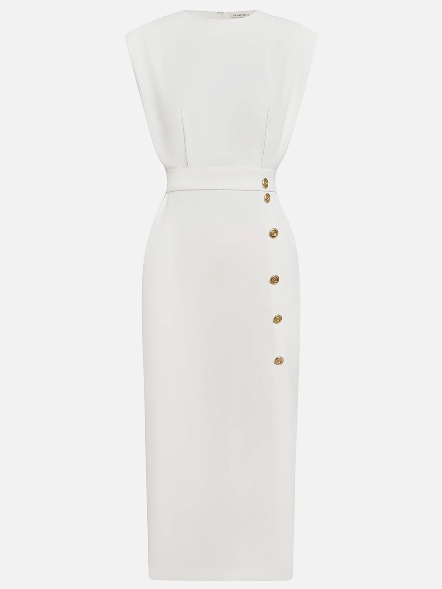 Midi dress with a button-down front and a side slit, designed for women. 5