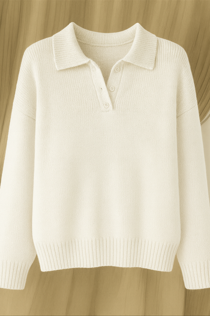Women's Knitted Pullover Polo Sweater