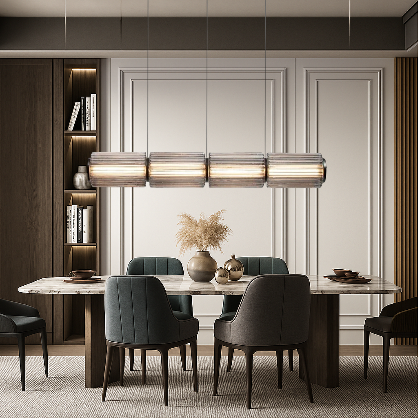Nowoczesna Lampa Wisząca Cylinder do Salonu i Jadalni - Elegancka Lampa nad Stół ze Szkła i Żelaza 2