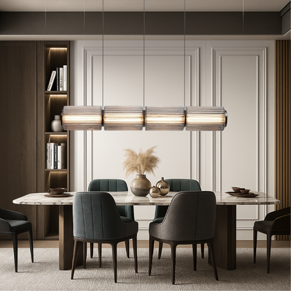 Nowoczesna Lampa Wisząca Cylinder do Salonu i Jadalni - Elegancka Lampa nad Stół ze Szkła i Żelaza 2
