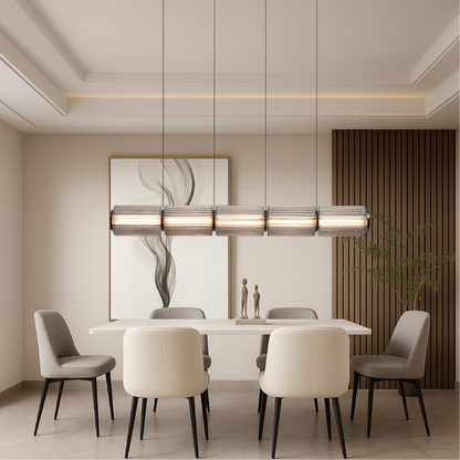 Nowoczesna Lampa Wisząca Cylinder do Salonu i Jadalni - Elegancka Lampa nad Stół ze Szkła i Żelaza 3