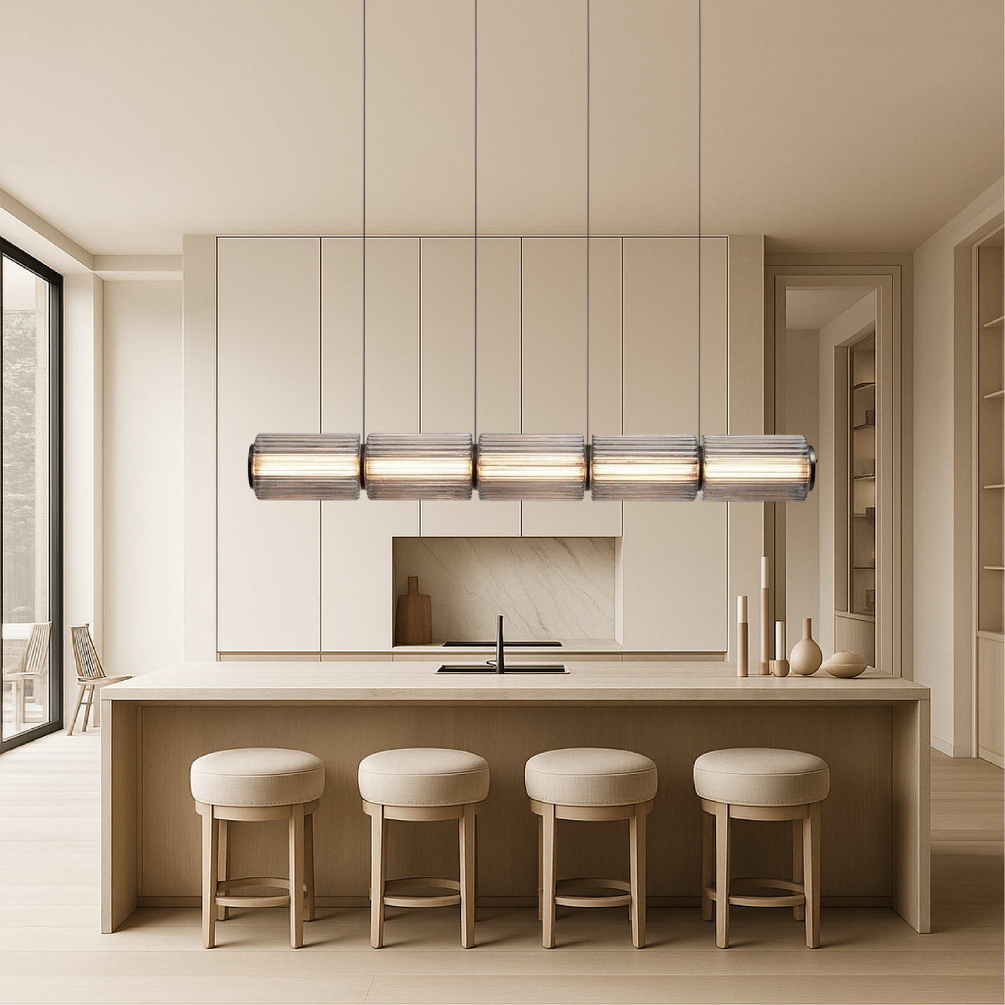 Nowoczesna Lampa Wisząca Cylinder do Salonu i Jadalni - Elegancka Lampa nad Stół ze Szkła i Żelaza 4