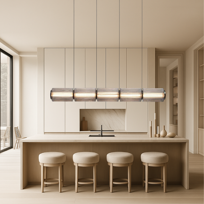 Nowoczesna Lampa Wisząca Cylinder do Salonu i Jadalni - Elegancka Lampa nad Stół ze Szkła i Żelaza 4