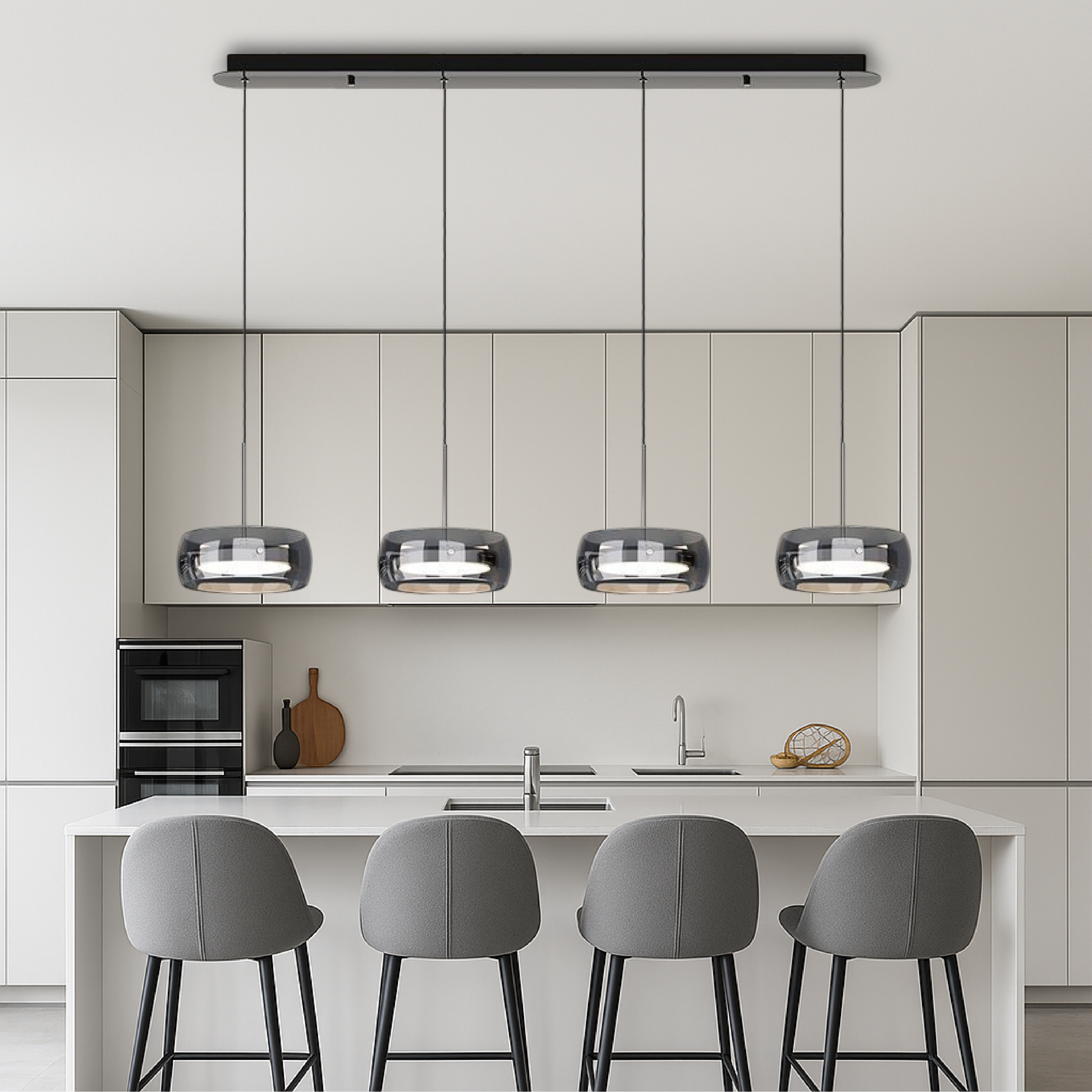 Nowoczesna Lampa Wisząca Jara z Żelaza i Szkła – Regulowana Wysokość, Idealna Lampa do Salonu i Jadalni, 3 lub 4 Lampy LED 5