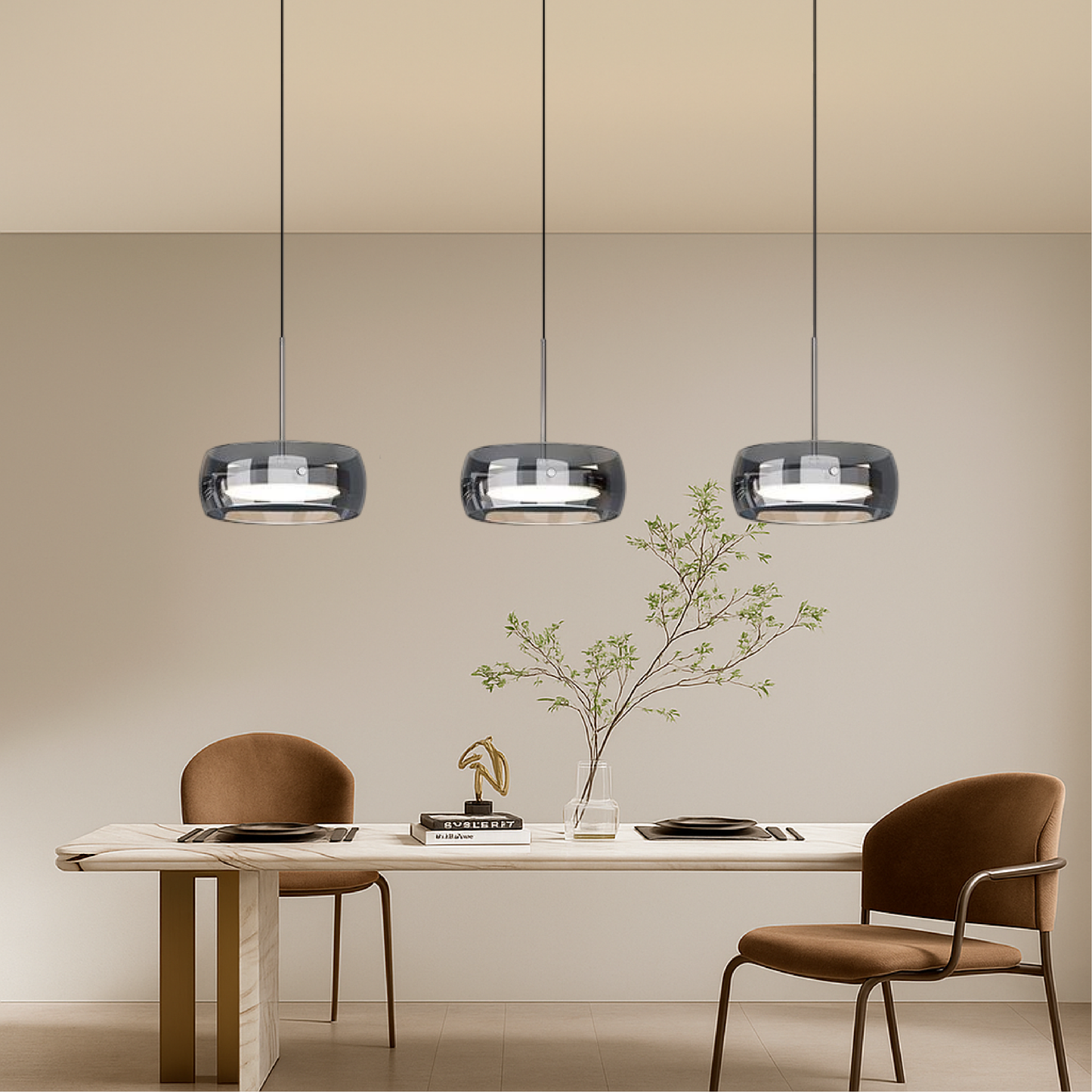Nowoczesna Lampa Wisząca Jara z Żelaza i Szkła – Regulowana Wysokość, Idealna Lampa do Salonu i Jadalni, 3 lub 4 Lampy LED 6
