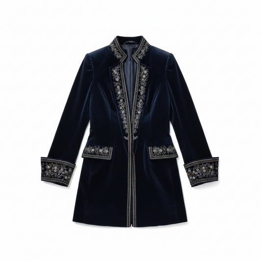 SUENTA Elegante Samtjacke Luxuriösen Samtmaterial Exquisiten Verarbeitung