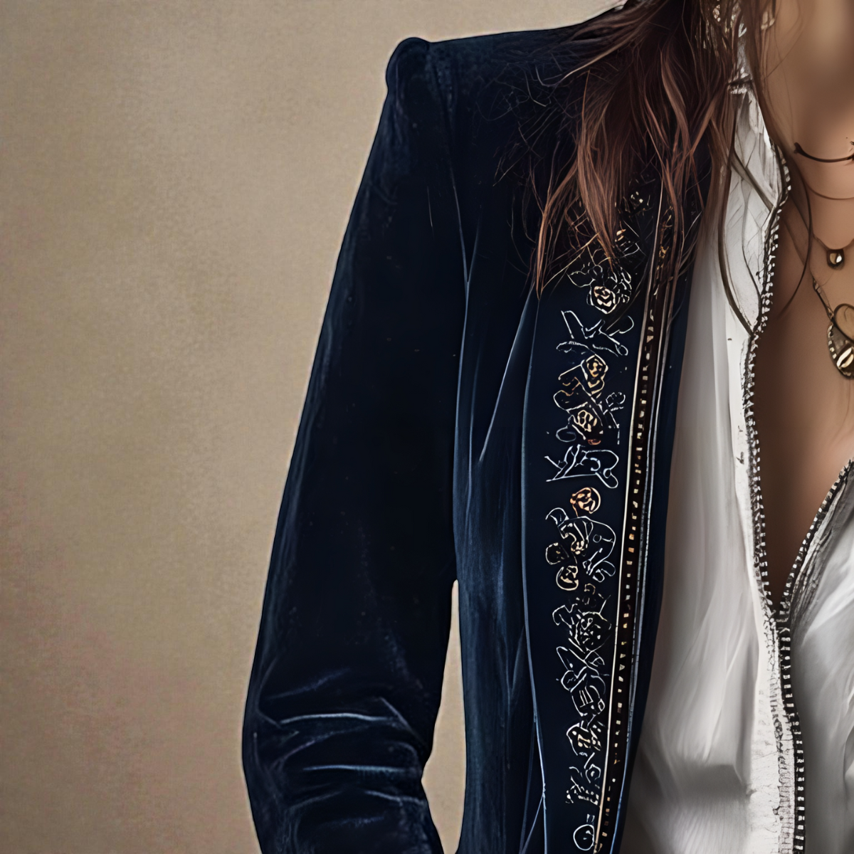 SUENTA Elegante Samtjacke Luxuriösen Samtmaterial Exquisiten Verarbeitung