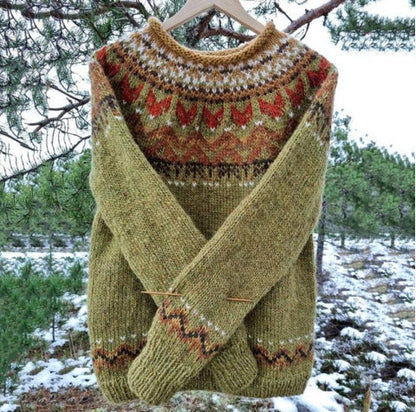 Men's Knitted Vintage Sweater | Classic Round Neck