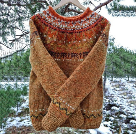 Men's Knitted Vintage Sweater | Classic Round Neck