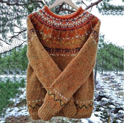 Men's Knitted Vintage Sweater | Classic Round Neck