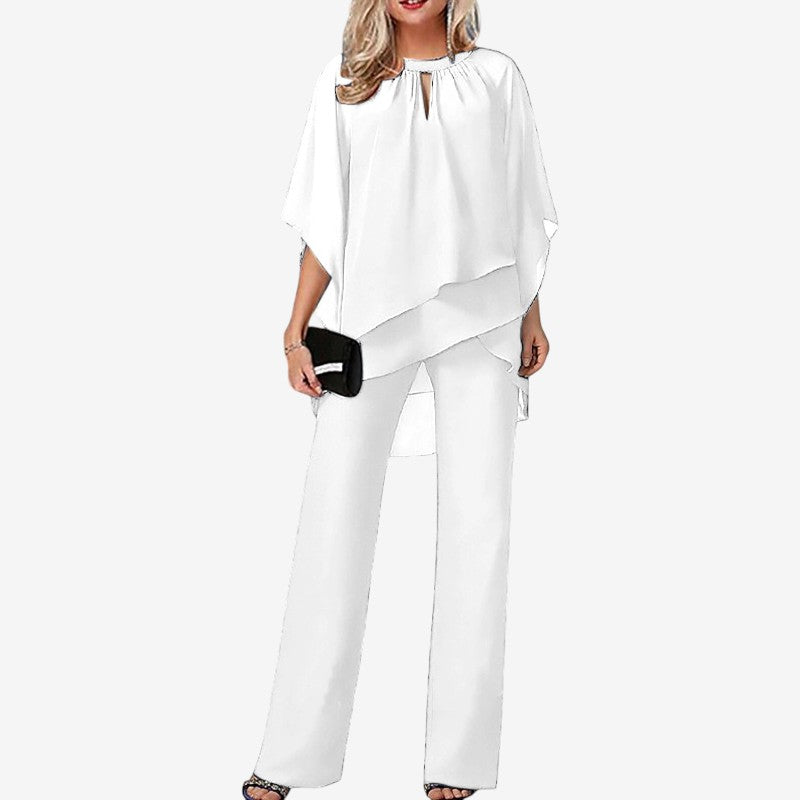 Claire – Ensemble 2 pièces avec haut à volants et pantalon large