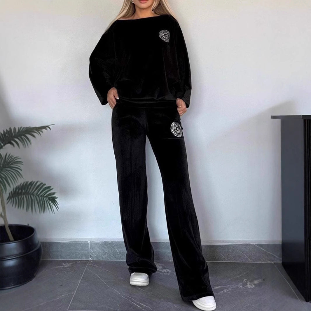 Elegant Loungewear-Sæt i Blødt Velour til Kvinder