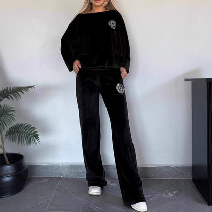 Elegant Loungewear-Sæt i Blødt Velour til Kvinder