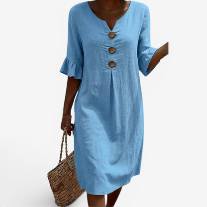 Robe Midi Boutonnée - Élégance Côtière Intemporelle