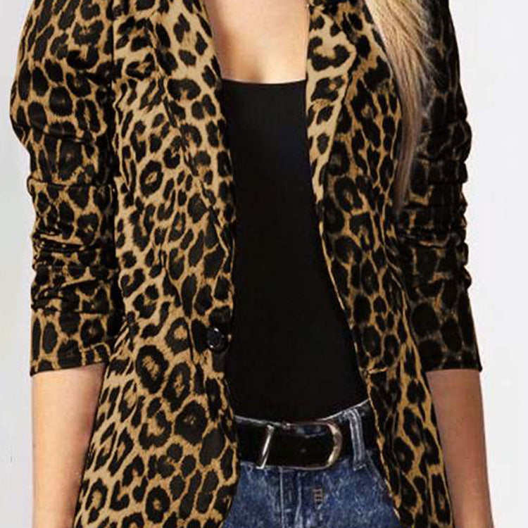 Damska elegancka marynarka w leopardzie wzory z taliowanym krojem Heidi-Mode