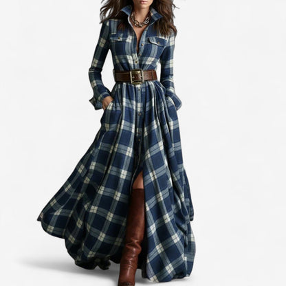Elegantes zeitloses kariertes Maxikleid