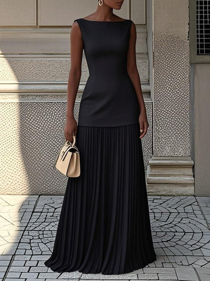 Vestido Maxi Mujer Plisado Elegante – Diseño Fluido y Sofisticado