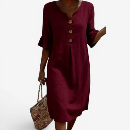 Robe Midi Boutonnée - Élégance Côtière Intemporelle