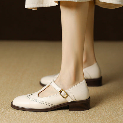 Strivelle | Damskie Buty Mary Jane Vintage na Niskim Słupku
