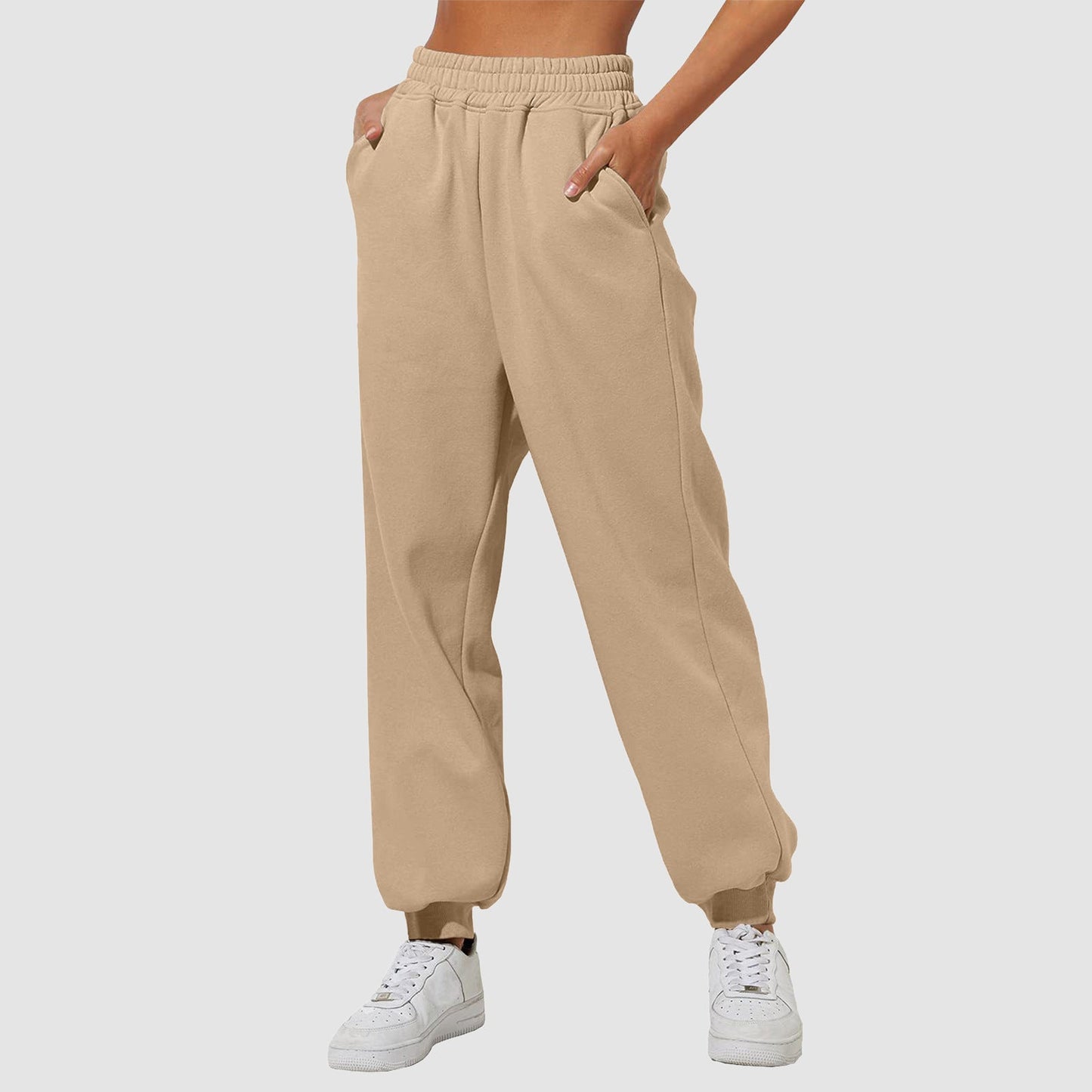 Joggingbukser i bomuldsmix med elastisk talje til sommer